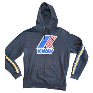 Kappa x K-Way Black Graphic Hoodie Pullover Sweatshirt Men’s Size XL
